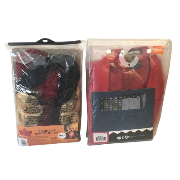 DC Harley Quinn Red Harlequin Jacket with Lace Cuffs Size XL 12/14 Blonde Wig wi - Picture 2 of 3